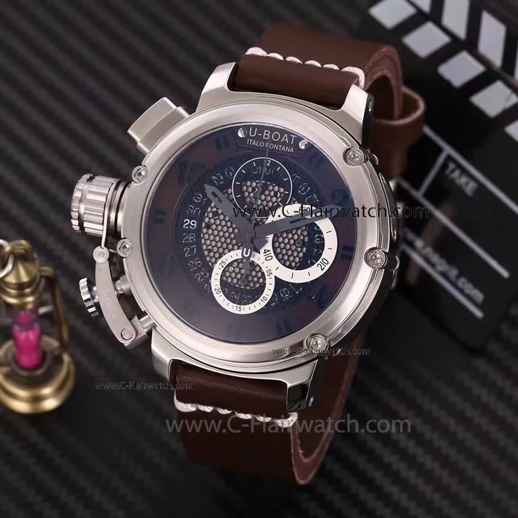 Copy U-Boat Italo Fontana Brown Skeleton Arabic Markers Watch